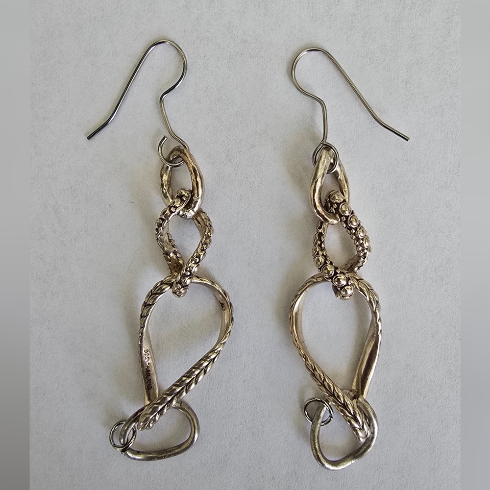 JAI 925 Sterling Silver Floral Twist Drop Earrings